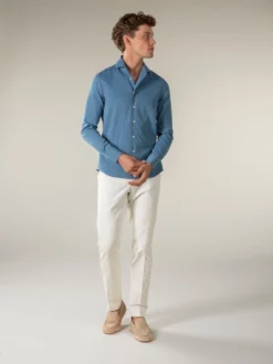 Mid Blue Denim Shirt -Velora Fashion Aurelien polo shirt denim mid blue men 6