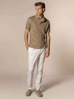 Dark Taupe Linen Polo Shirt 11 Dark Taupe Linen Polo Shirt -Velora Fashion Aurelien polo shirt linen men dark taupe11 scaled