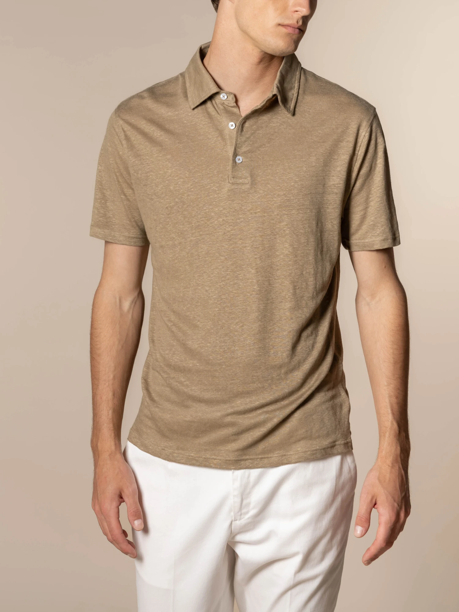 Dark Taupe Linen Polo Shirt 4 Dark Taupe Linen Polo Shirt - Image 2