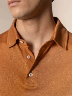 Rust Linen Polo Shirt -Velora Fashion Aurelien polo shirt linen men rust12 scaled