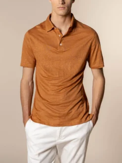 Rust Linen Polo Shirt -Velora Fashion Aurelien polo shirt linen men rust1 fb31fa81 b657 4f9d 9414 ac9faf11f498 scaled