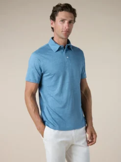 Sapphire Linen Polo Shirt -Velora Fashion Aurelien polo shirt linen sapphire men 5