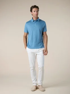 Sapphire Linen Polo Shirt -Velora Fashion Aurelien polo shirt linen sapphire men 7