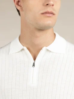 Ribbed Zipper Polo Ivory -Velora Fashion Aurelien polo shirt ribbed zipper ivory men 36 2
