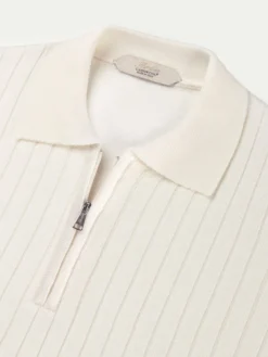 Ribbed Zipper Polo Ivory -Velora Fashion Aurelien polo shirt ribbed zipper ivory men 6 scaled