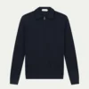 Ribbed Zipper Polo Navy