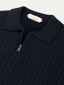 Ribbed Zipper Polo Navy -Velora Fashion Aurelien polo shirt ribbed zipper navy men 6 scaled