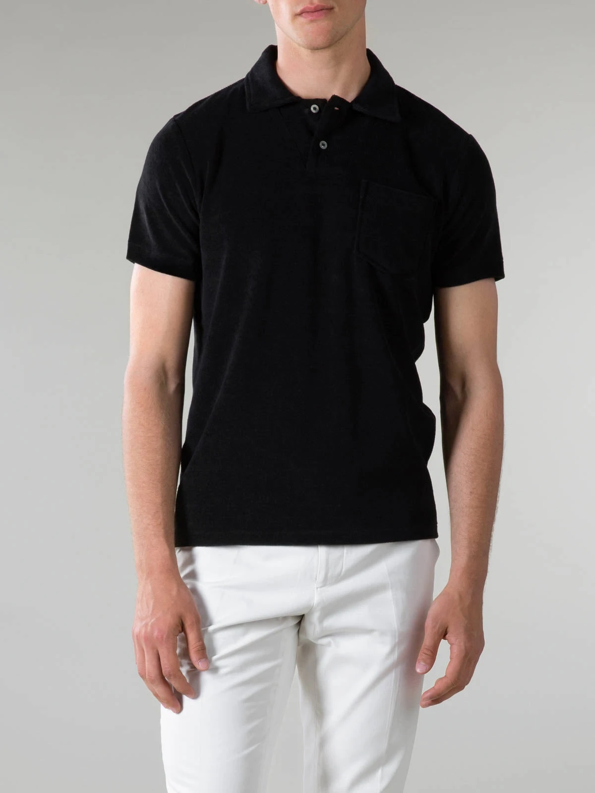 Black Terry Towelling Polo Shirt 4 Black Terry Towelling Polo Shirt - Image 2