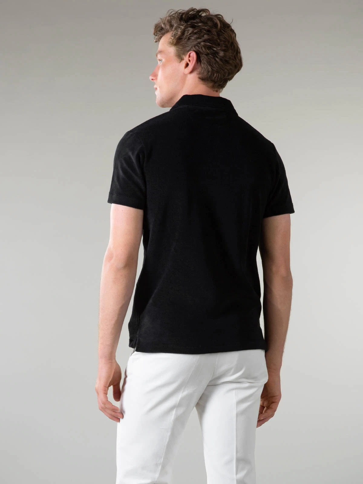 Black Terry Towelling Polo Shirt 6 Black Terry Towelling Polo Shirt - Image 4
