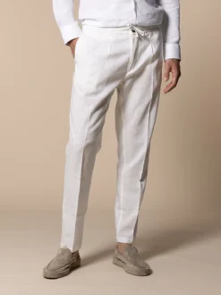 Ecru Linen Seaside Trousers -Velora Fashion Aurelien seaside trouser linen men ecru10