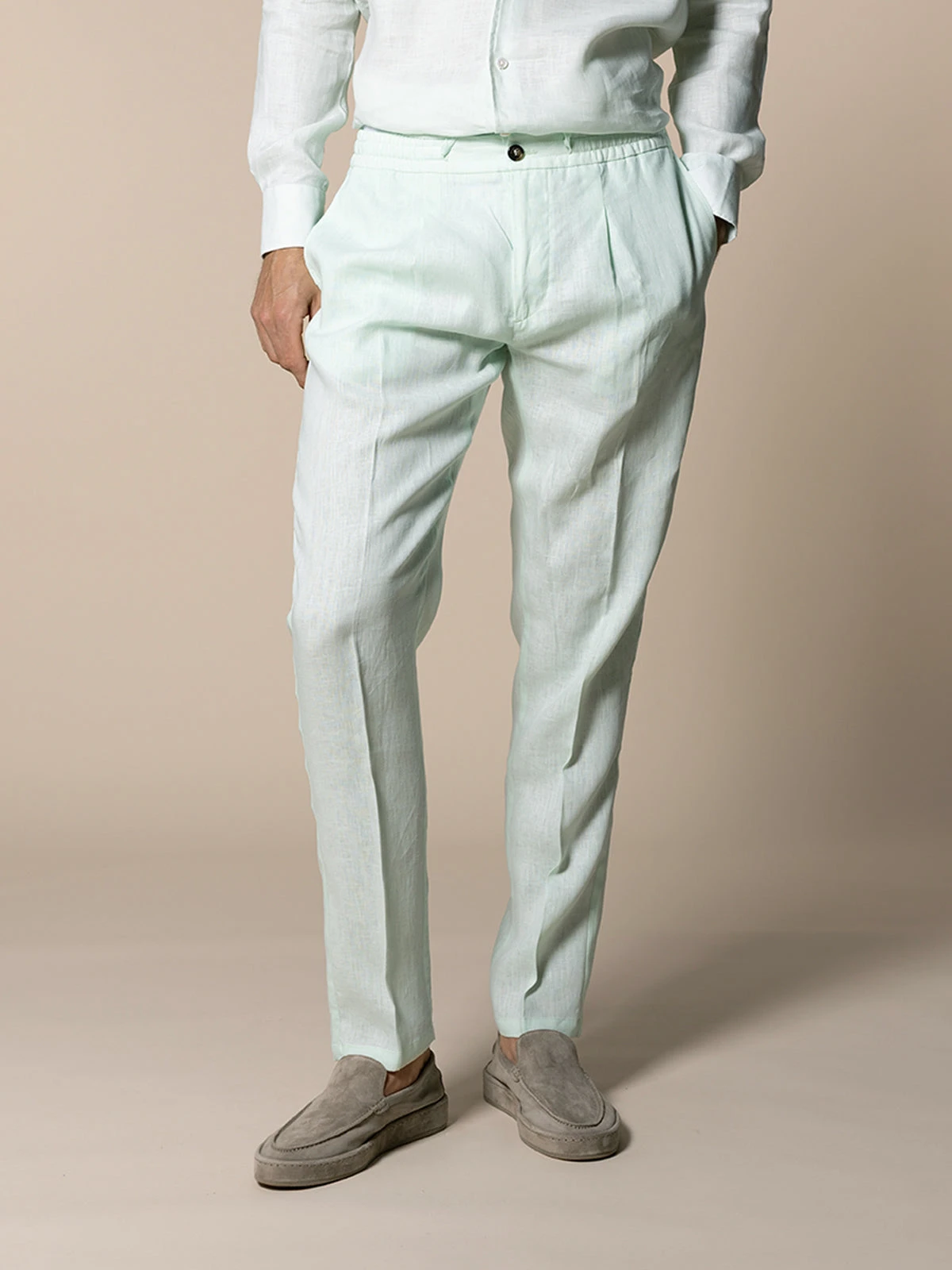 Light Aqua Linen Seaside Trousers 4 Light Aqua Linen Seaside Trousers - Image 2