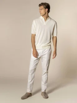 Shortsleeve Buttonless Polo Ivory -Velora Fashion Aurelien shortsleeve buttonless polo shirt cashwool ivory11 scaled