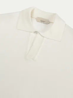 Shortsleeve Buttonless Polo Ivory -Velora Fashion Aurelien shortsleeve buttonless polo shirt cashwool ivory2 2