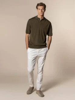 Shortsleeve Buttonless Polo Olive -Velora Fashion Aurelien shortsleeve buttonless polo shirt cashwool olive11 scaled