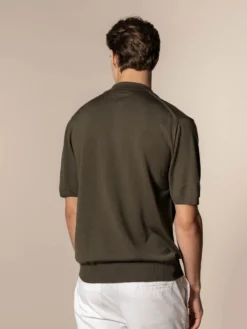 Shortsleeve Buttonless Polo Olive -Velora Fashion Aurelien shortsleeve buttonless polo shirt cashwool olive13 scaled