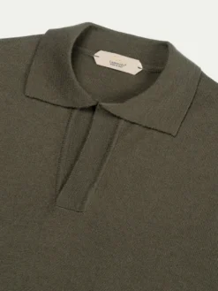 Shortsleeve Buttonless Polo Olive -Velora Fashion Aurelien shortsleeve buttonless polo shirt cashwool olive2 2
