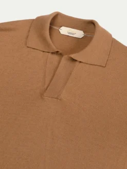 Extrafine Merino Buttonless Polo Rust 10 Extrafine Merino Buttonless Polo Rust -Velora Fashion Aurelien shortsleeve buttonless polo shirt cashwool rust2 2