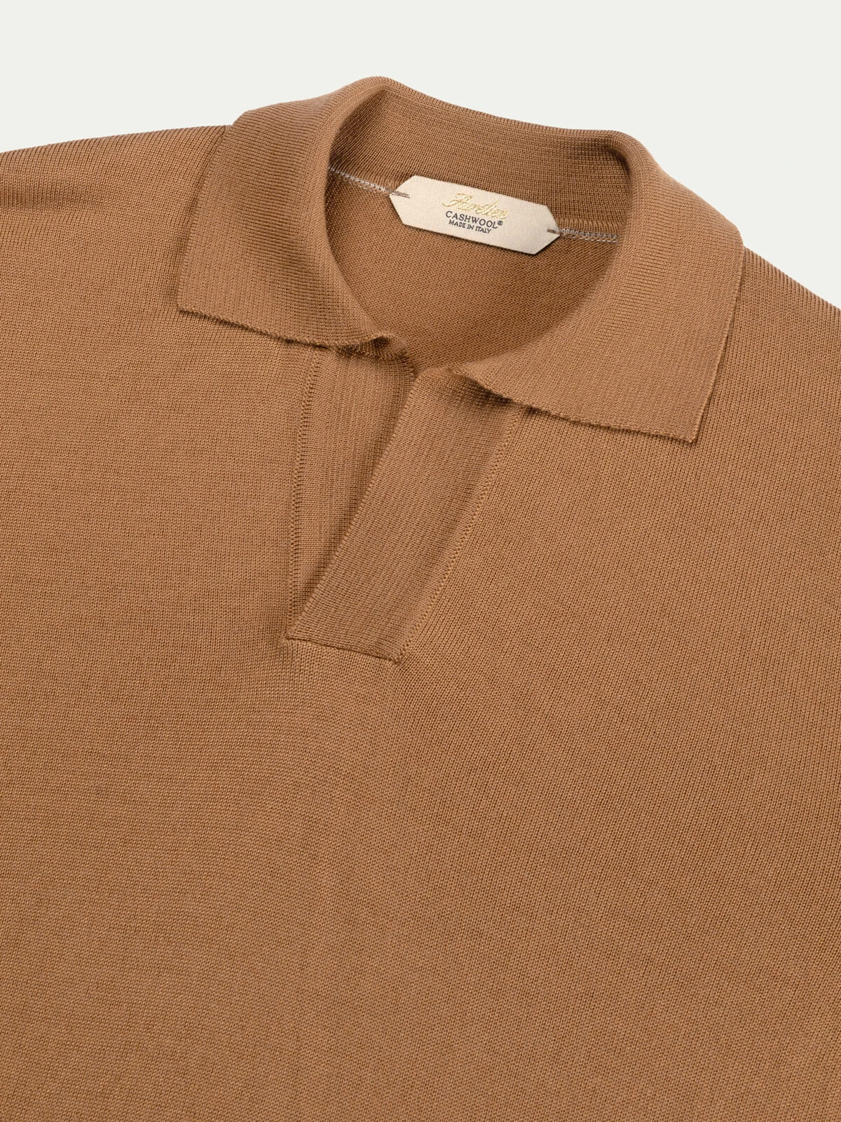 Extrafine Merino Buttonless Polo Rust 5 Extrafine Merino Buttonless Polo Rust - Image 3
