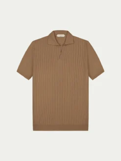 Shortsleeve Buttonless Ribbed Polo Caramel