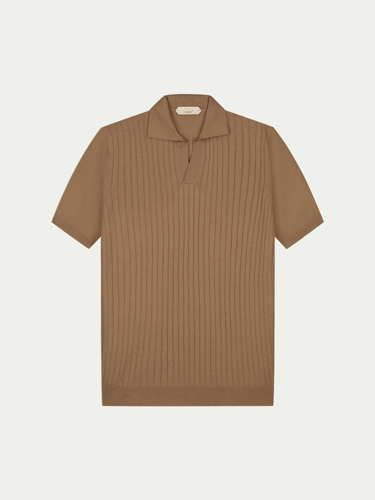 Shortsleeve Buttonless Ribbed Polo Caramel 3 Shortsleeve Buttonless Ribbed Polo Caramel