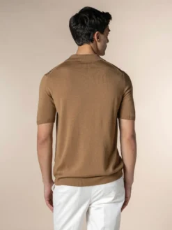 Shortsleeve Buttonless Ribbed Polo Caramel 12 Shortsleeve Buttonless Ribbed Polo Caramel -Velora Fashion Aurelien shortsleeve buttonless ribbed polo shirt cashwool caramel14 scaled