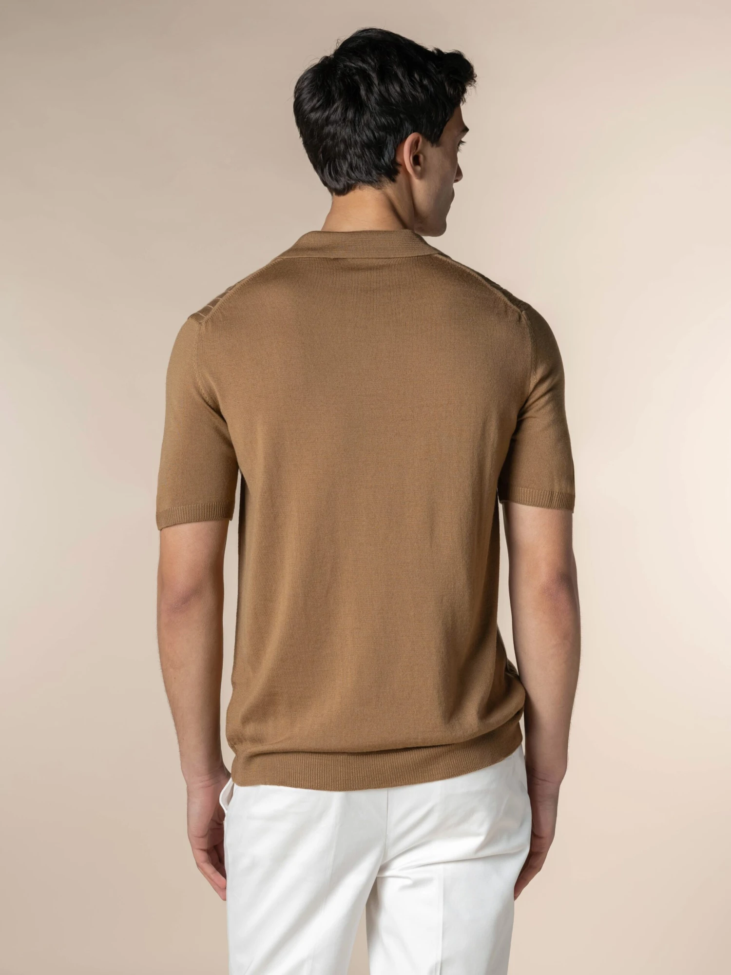 Shortsleeve Buttonless Ribbed Polo Caramel 7 Shortsleeve Buttonless Ribbed Polo Caramel - Image 5