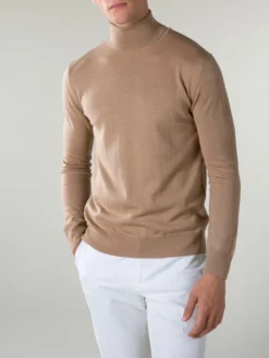 Extrafine Merino Rollneck Beige -Velora Fashion Aurelien turtleneck rollneck sweater beige cashwool merino 4
