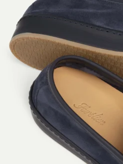 Steel Blue Voyager Loafer -Velora Fashion Aurelien voyager slip on leather softey suede steel blue men 2 scaled