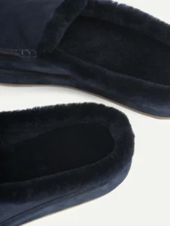 Navy Fur Voyager Slipper -Velora Fashion Aurelien voyager slipper softey suede fur navy men 2 scaled