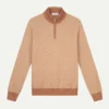 Caramel Jacquard Zipper Sweater -Velora Fashion Aurelien waffle cashmere zipper sweater caramel1