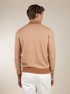 Caramel Jacquard Zipper Sweater -Velora Fashion Aurelien waffle cashmere zipper sweater caramel4