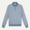 Steel Blue Jacquard Zipper Sweater