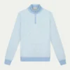Light Blue Jacquard Zipper Sweater -Velora Fashion Aurelien waffle cashmere zipper sweater light blue white baby blue4