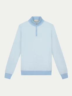 Light Blue Jacquard Zipper Sweater