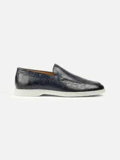 Navy Crocodile Yacht Loafers -Velora Fashion Aurelien yacht loafer crocodile leather navy men 4 scaled