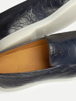 Navy Crocodile Yacht Loafers -Velora Fashion Aurelien yacht loafer crocodile leather navy men 5 scaled