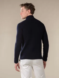 Navy Voyager Rib Vest -Velora Fashion Aurelien zipper sweater cashwool merino voyager navy10