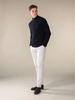 Navy Voyager Rib Vest -Velora Fashion Aurelien zipper sweater cashwool merino voyager navy9