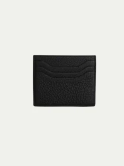 Black Grained Leather Cardholder -Velora Fashion BLACK AURELIEN LEATHER GOODS CARDHOLDER2 H
