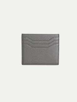 Grey Grained Leather Cardholder -Velora Fashion GREY AURELIEN LEATHER GOODS CARDHOLDER2 H