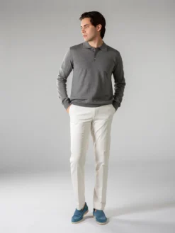 Extrafine Merino Polo Dark Grey -Velora Fashion UntitlAurelien polo longsleeve dark grey cashwool merino 3