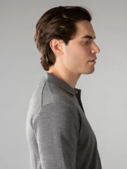 Extrafine Merino Polo Dark Grey -Velora Fashion UntitlAurelien polo longsleeve dark grey cashwool merino 4