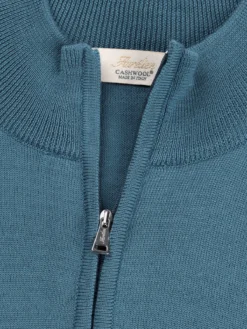 Extrafine Merino Zipper Sapphire Blue -Velora Fashion ZipperSweater SapphireBlue Detail 2