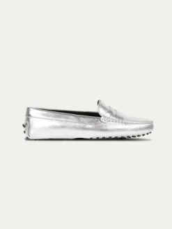 Silver Leather Driving Shoes 9 Silver Leather Driving Shoes -Velora Fashion aurelien drivingshoes driving shoes mocassins women dames silver zilver metallic h1