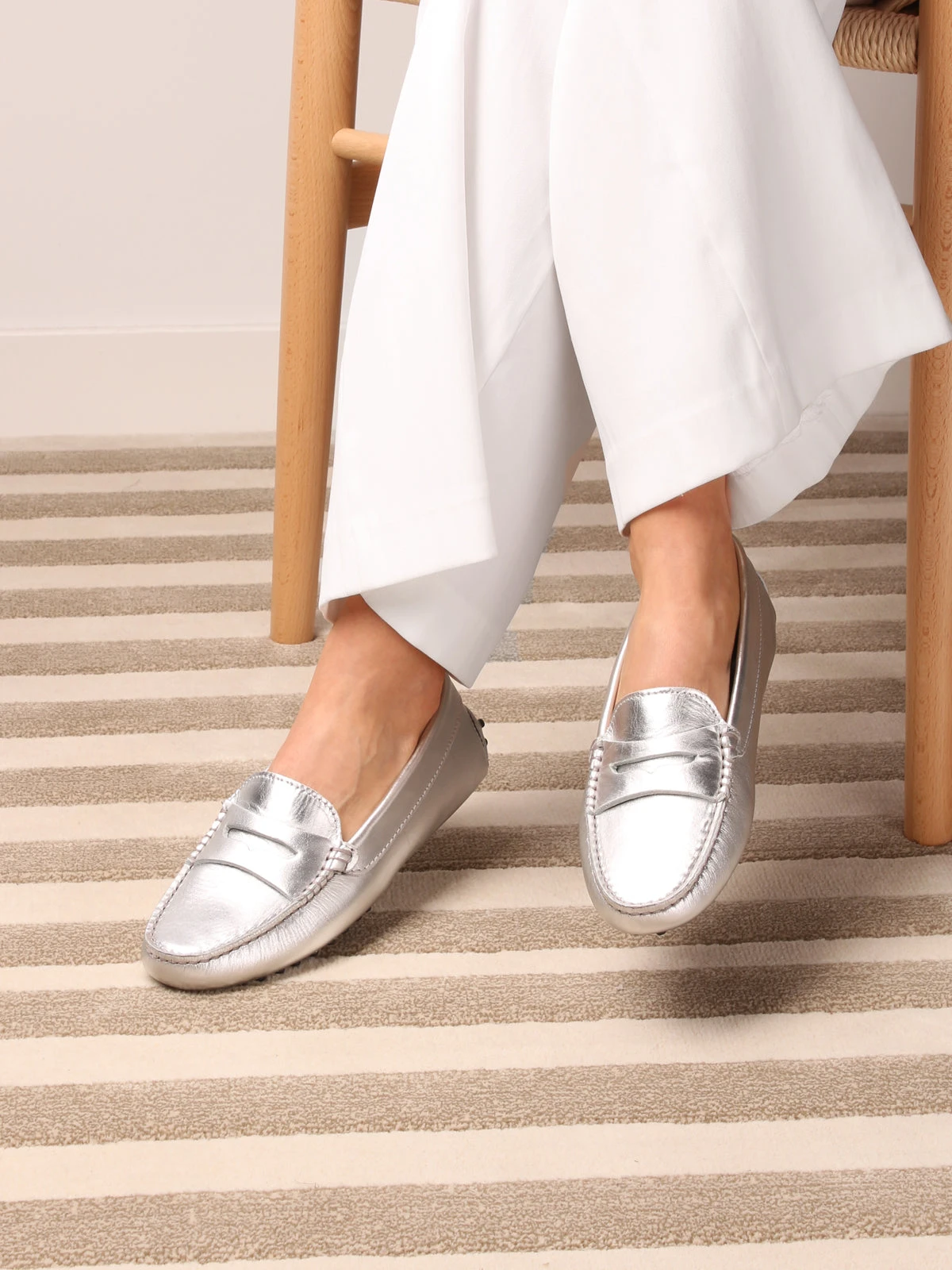 Silver Leather Driving Shoes 4 Silver Leather Driving Shoes - Image 2