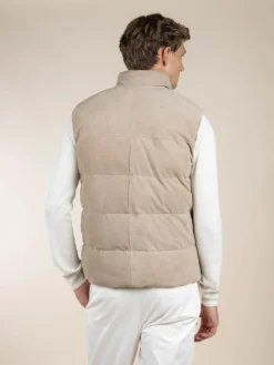 Light Beige Suede AUR1 Body Warmer -Velora Fashion aurelien body warmer jacket cashmere suede beige15