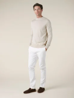 Light Beige Two Tone City Crew -Velora Fashion aurelien city crewneck two tone rib beige men 11copy