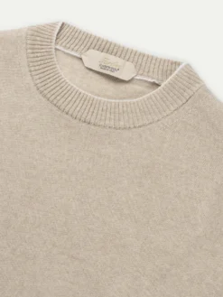 Light Beige Two Tone City Crew -Velora Fashion aurelien city crewneck two tone rib beige men 5 scaled