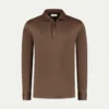 AUR1 Longsleeve Polo Chocolate -Velora Fashion aurelien interlock cotton polo men katoen poloshirt heren longsleeve chocolate1