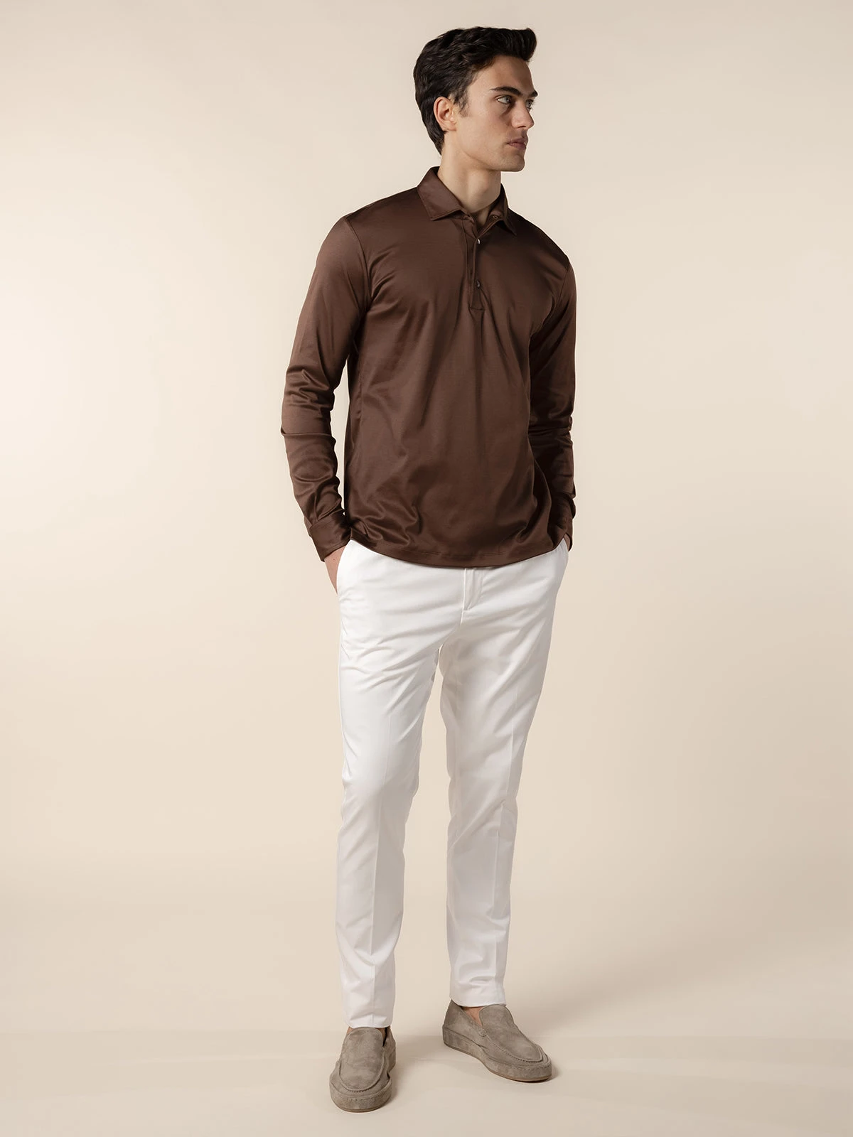 AUR1 Longsleeve Polo Chocolate 8 AUR1 Longsleeve Polo Chocolate - Image 6